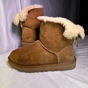 UGG Tan Shearling Boots with Bow